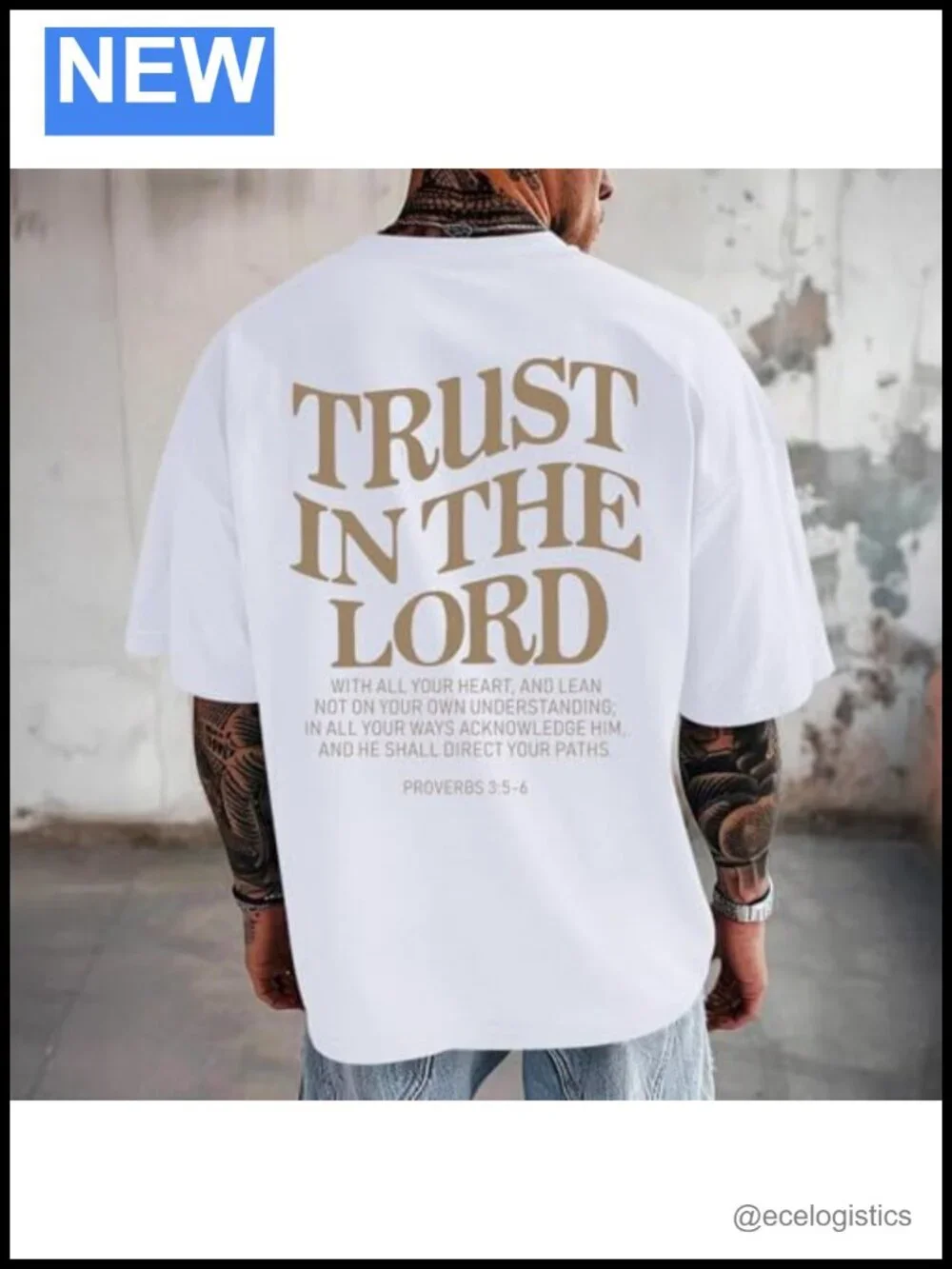Christian Jesus Faith Bible Verse Oversized Graphic Cotton Tee Men